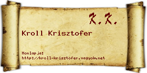 Kroll Krisztofer névjegykártya